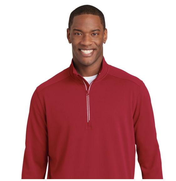 Sport-Tek Men's 1/4-Zip Sweatshirt - 9-ounce Cotton/Poly Fleece, Ribbed Cuffs, Forest Green (Size M) - View #9