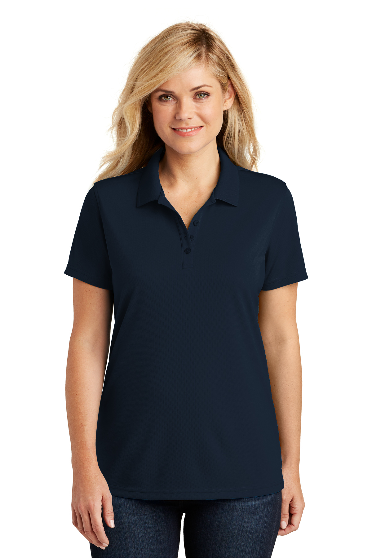 Women's Navy Blue Short Sleeve Polo