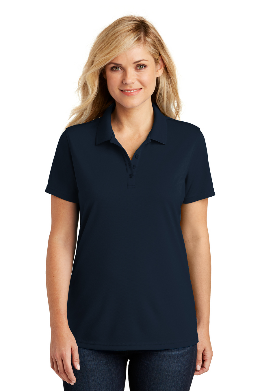 Women's Navy Blue Short Sleeve Polo