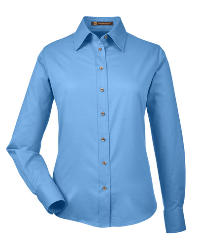 Harriton Ladies' Easy Blend™ Long-Sleeve Twill Shirt with Stain-Release